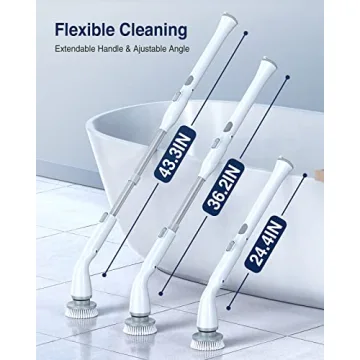 LABIGO Electric Spin Scrubber with Adjustable Handle and 7 Brush Heads