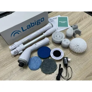 LABIGO Electric Spin Scrubber with Adjustable Handle and 7 Brush Heads