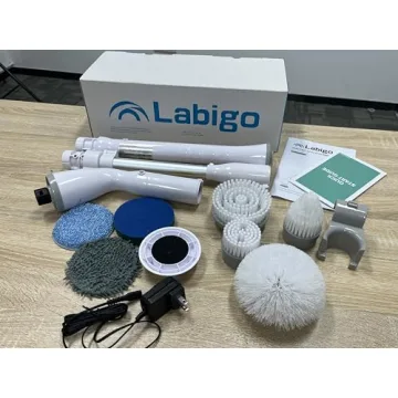 LABIGO Electric Spin Scrubber with Adjustable Handle and 7 Brush Heads