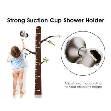 BRIGHT SHOWERS Handheld Shower Head Holder with Dual Angle Positions, Wall Suction Bracket Includes Adhesive 3M Disc, No Tools Required and Easy Installation, Brushed Nickel Finish