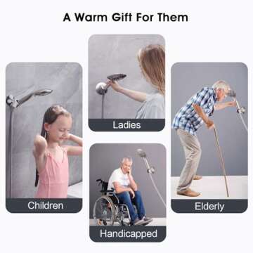 BRIGHT SHOWERS Handheld Shower Head Holder with Dual Angle Positions, Wall Suction Bracket Includes Adhesive 3M Disc, No Tools Required and Easy Installation, Brushed Nickel Finish