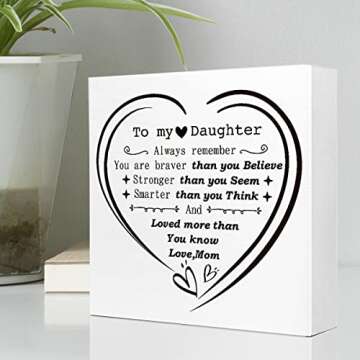 Daughter Gift From Mom - Inspirational Wood Plaque Decor