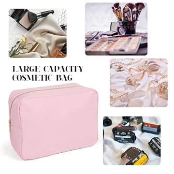 Kaymey Cosmetic Bag Makeup Pouch Bag Case, Nylon Travel Set cosmetic bag Makeup Pouch Bag (XL,8#pink)