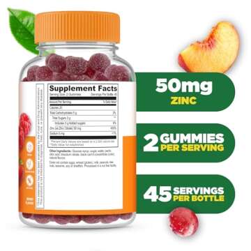 Lifeable Zinc Gummies | 50mg | Great Tasting Natural Flavor Zinc Vitamins | Gluten Free, Vegetarian,...
