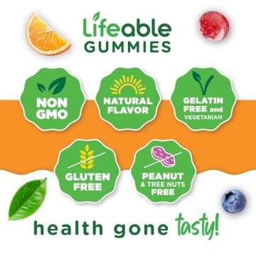 Lifeable Zinc Gummies | 50mg | Great Tasting Natural Flavor Zinc Vitamins | Gluten Free, Vegetarian, GMO-Free Zinc Chewable | for Immune Support | 90 Gummies