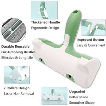 Pet Hair Remover Roller Kit - 3 in 1 Reusable Tool Set