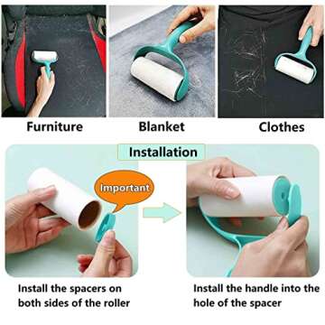 Pet Hair Remover Roller Kit - 3 in 1 Reusable Tool Set