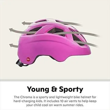 Schwinn Chroma ERT Kids Bike Helmet for Boys & Girls Ages 3 to 5, Small Can Fit Head Circumference 48-54 cm, 10 Vents, Removeable Padding, Adjustable Fit, Magenta