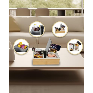 Couch Cup Holder Tray for Snacks and Drinks Organizer