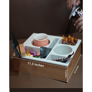Couch Cup Holder Tray for Snacks and Drinks Organizer