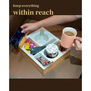Couch Cup Holder Tray for Snacks and Drinks Organizer