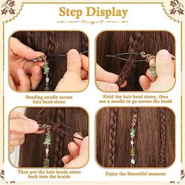 Jollidecor 80 Pcs Natural Crystal Dreadlock Hair Jewelry Set