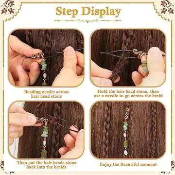 Jollidecor 80 Pcs Natural Crystal Dreadlock Hair Jewelry Set