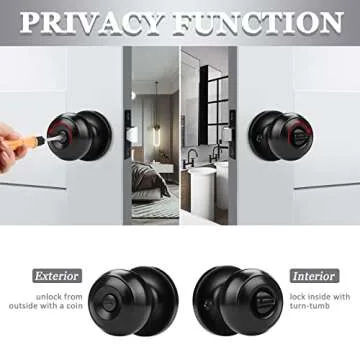 Probrico 10 Pack Round Privacy Door Knob for Home Use