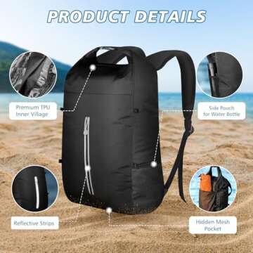 Fitespot 20L Waterproof Dry Bag, Floating Waterproof Backpack Dry Bag for Kayaking, Lightweight Wet Dry Bags Roll Top Closure Marine Dry Sack Bag for Boating,Hiking,Camping,Beach,Wildfishing