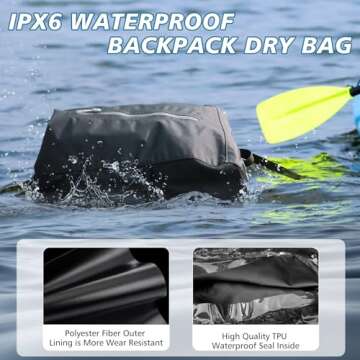 Fitespot 20L Waterproof Dry Bag, Floating Waterproof Backpack Dry Bag for Kayaking, Lightweight Wet Dry Bags Roll Top Closure Marine Dry Sack Bag for Boating,Hiking,Camping,Beach,Wildfishing