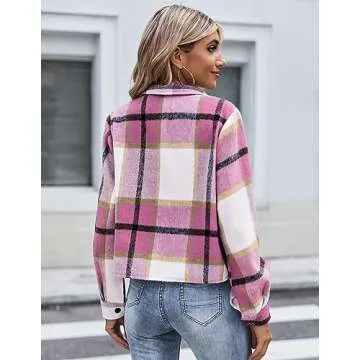 Zeagoo Cropped Flannel Jacket for Women S-2XL