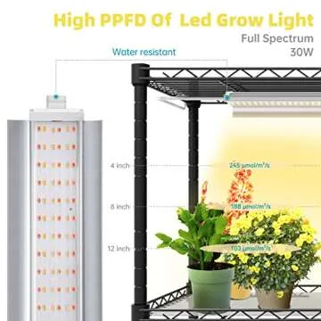 Bstrip Plant Shelf with Grow Light, Grow Light Shelf with Cover and Thermometer, 6 Tier Plant Stand with Grow Light , Greenhouse with 150W Led Grow Light For Seed Starting , Tray (29.5"L×13.8"W×70"H)