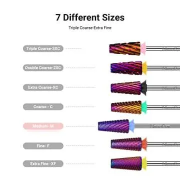 MelodySusie Professional 5 in 1 Nail Drill Bits, 3/32'' Carbide Tungsten Multi-function, Suitable for Manicure Pedicure Cuticle Gel Polishing, Purple, Medium