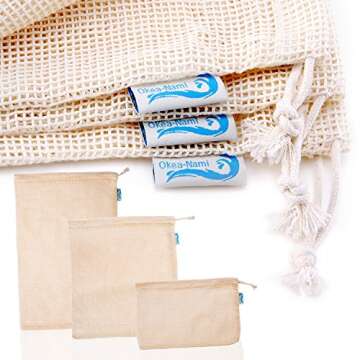 Eco-Friendly Produce Bags Set of 10 Cotton Mesh