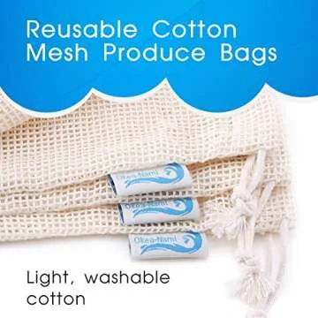 Eco-Friendly Produce Bags Set of 10 Cotton Mesh