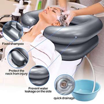 Portable Shampoo Bowl, Inflatable Hair Washing Sink Made for Handicapped, Bedridden, Kids, Seniors, ...
