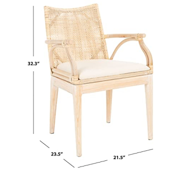 SAFAVIEH Home Collection Gianni Natural Wash/White Cushion Living Dining Room Bedroom Office Foyer Arm Chair SEA4011B