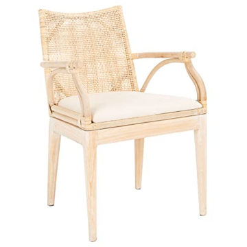 SAFAVIEH Home Collection Gianni Natural Wash/White Cushion Living Dining Room Bedroom Office Foyer Arm Chair SEA4011B