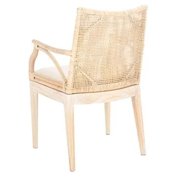 SAFAVIEH Home Collection Gianni Natural Wash/White Cushion Living Dining Room Bedroom Office Foyer Arm Chair SEA4011B