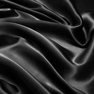 wavveUziz Satin Sheets Queen Size Black Satin Bed Sheet Set 16" Deep Pocket Silky Satin Sheet Set with 1 Fitted Sheet, 1 Flat Sheet and 2 Pillow Cases- Wrinkle, Fade, Stain Resistant- 4 Piece