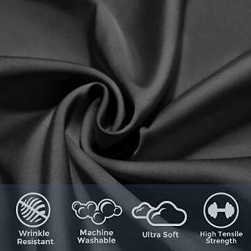 wavveUziz Satin Sheets Queen Size Black Satin Bed Sheet Set 16" Deep Pocket Silky Satin Sheet Set with 1 Fitted Sheet, 1 Flat Sheet and 2 Pillow Cases- Wrinkle, Fade, Stain Resistant- 4 Piece
