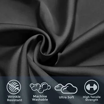 wavveUziz Satin Sheets Queen Size Black Satin Bed Sheet Set 16" Deep Pocket Silky Satin Sheet Set with 1 Fitted Sheet, 1 Flat Sheet and 2 Pillow Cases- Wrinkle, Fade, Stain Resistant- 4 Piece