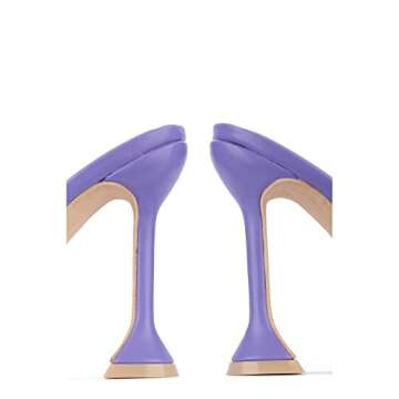 Cape Robbin Lithe Sexy High Heels for Women, Square Open Toe Shoes Heels - Purple Size 6