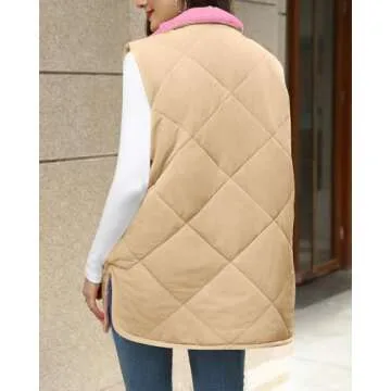 Zeagoo Vest Tops for Women Reversible Puffer Vest Coat Sleeveless Sherpa Fleece Jacket Zip Up Long Warm Winter Coat