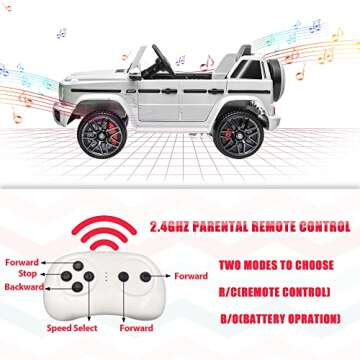 TOBBI 12V Kids' Electric Vehicle, Licensed Mercedes Benz G63 Electric Car for Kids, Kids Ride On Car Parents Remote Control, Openable Doors/Spring Suspension System/Music's Play & Led Lights-White