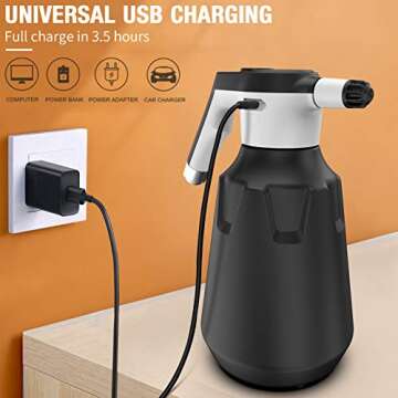 0.5 Gallon Electric Plant Mister Spray Bottle, Battery Rechargeable Automatic Watering Can for Indoor Outdoor Plant, Handheld Sprayers in Lawn & Garden, Pump Free, 2200mAh Battery