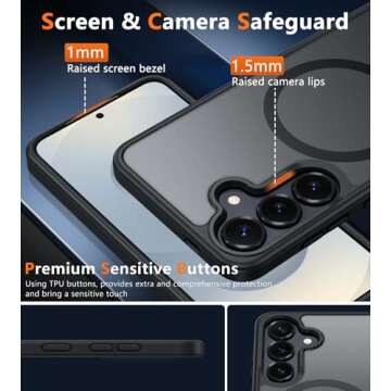 FNTCASE for Samsung Galaxy S25-Plus Case: Magnetic Translucent Matte Shockproof Slim Cell Phone Cover - Military Grade Drop Proof Hard Back Anti-Fingerprint Galaxy S24-Plus Protective - Black