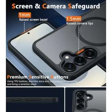 FNTCASE for Samsung Galaxy S25-Plus Case: Magnetic Translucent Matte Shockproof Slim Cell Phone Cover - Military Grade Drop Proof Hard Back Anti-Fingerprint Galaxy S24-Plus Protective - Black