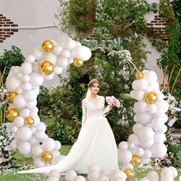TUPARKA 102 Pcs White Balloons Garland Arch Kit White Balloon Different Size 5 10 12 18 Inch White B...