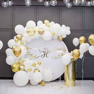 TUPARKA 102 Pcs White Balloons Garland Arch Kit White Balloon Different Size 5 10 12 18 Inch White Balloons with Garland Strip for Birthday Baby Shower Wedding Party Decorations