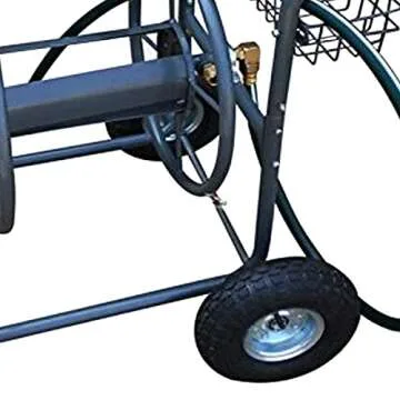 Yard Tuff YTF-26058HRC2 4 Wheel 260 Foot Capacity Steel Frame Heavy Duty Water Hose Reel Cart with 6 Inch Inlet Hose and 10 Inch Pneumatic Tires