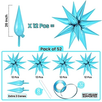 KatchOn Light Blue Star Cones 50 Pack for Parties