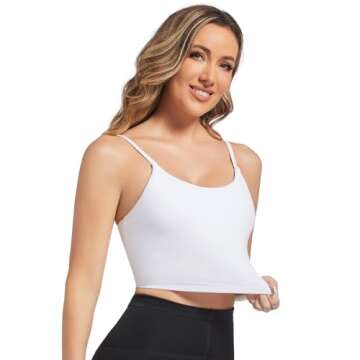 Gecdgzs Sports Bras for Women Longline Padded Crop Tops Running Fitness Yoga Workout Tank Top with Built in Bra Cami Bra Tops(White,M)