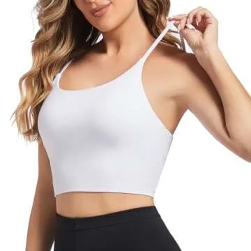 Gecdgzs Sports Bras for Women Longline Padded Crop Tops Running Fitness Yoga Workout Tank Top with Built in Bra Cami Bra Tops(White,M)