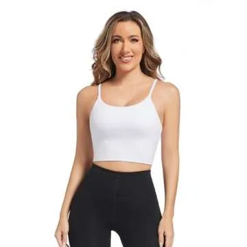 Gecdgzs Sports Bras for Women Longline Padded Crop Tops Running Fitness Yoga Workout Tank Top with Built in Bra Cami Bra Tops(White,M)