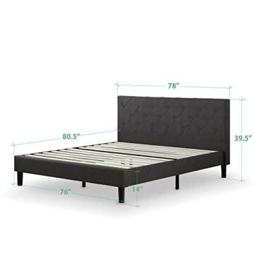 ZINUS Shalini Upholstered Platform Bed Frame, Mattress Foundation, Wood Slat Support, No Box Spring ...