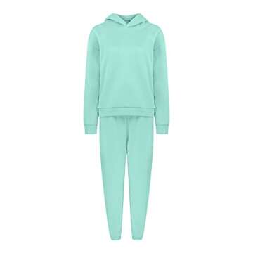 NaRHbrg Womens's Casual Hooded and Pants Outfit Plain Jogger Sweatsuit 2 Piece Sweatshirts Long Sleeve Lounge Sets Tracksuit Green