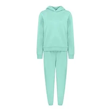 NaRHbrg Womens's Casual Hooded and Pants Outfit Plain Jogger Sweatsuit 2 Piece Sweatshirts Long Sleeve Lounge Sets Tracksuit Green