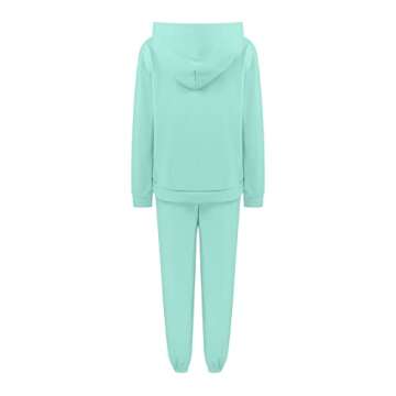 NaRHbrg Womens's Casual Hooded and Pants Outfit Plain Jogger Sweatsuit 2 Piece Sweatshirts Long Sleeve Lounge Sets Tracksuit Green