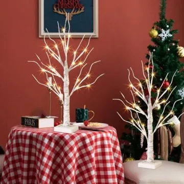 LED Lighted Birch Tree - 2FT Tabletop Decor for Home